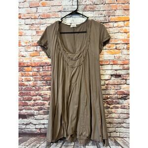 Hunkydory essentials brown short sleeve layered dress women's size medium